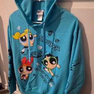 Cartoon Network Powerpuff Girls Blue Graphic Hoodie XL Sugar Spice Everything